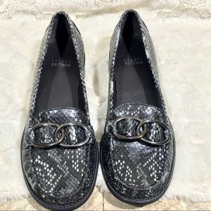 Stuart Weitzman Gray Snakeskin Buckle Loafers NWOT